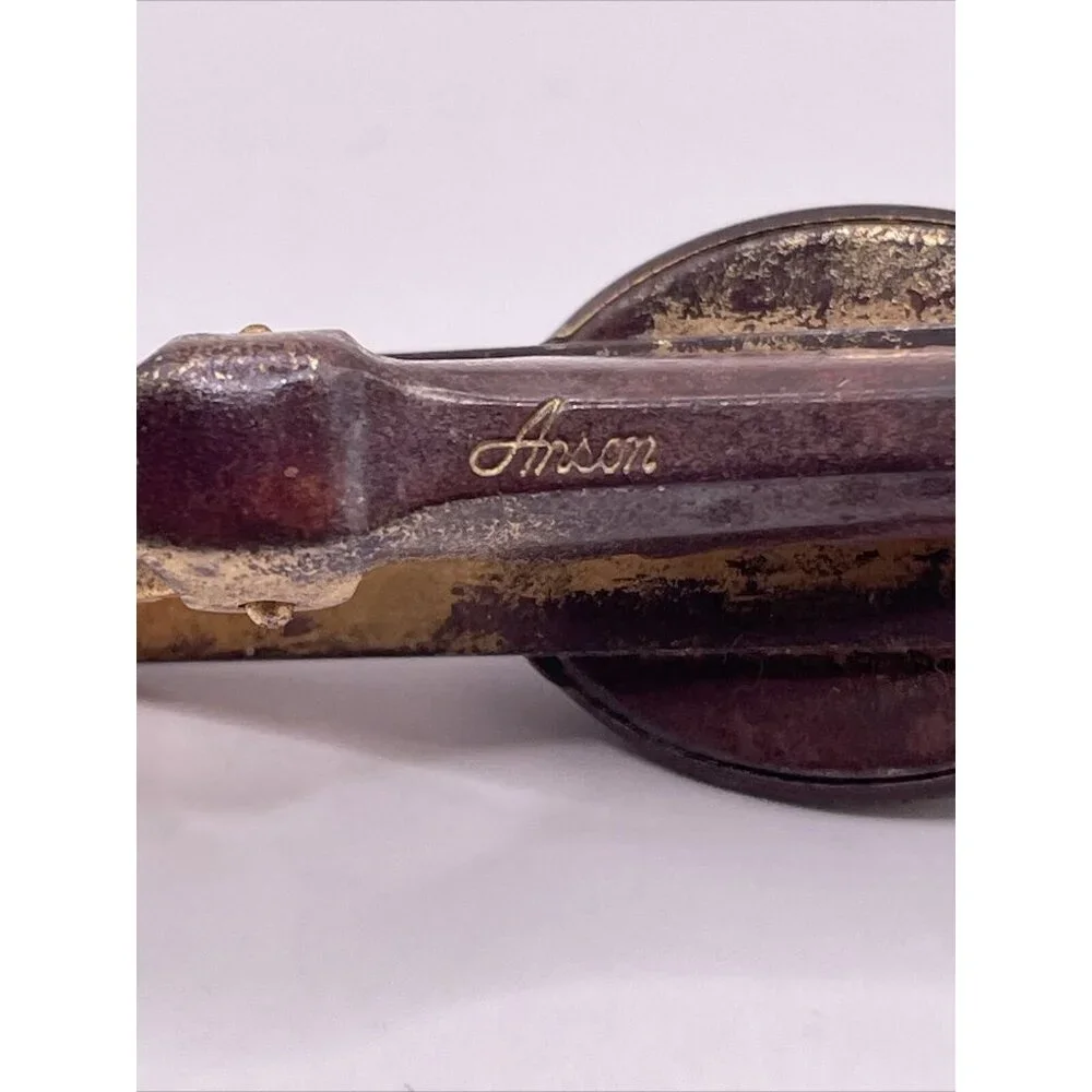 Anson Screw In Clear Lucite Oval Tie Clip Collar Vintage Goldtone Aged Rustic E5